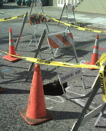 Sinkhole  on Sewer Line Collapses In The Richmond  Causes Tiny Sinkhole  Sfist